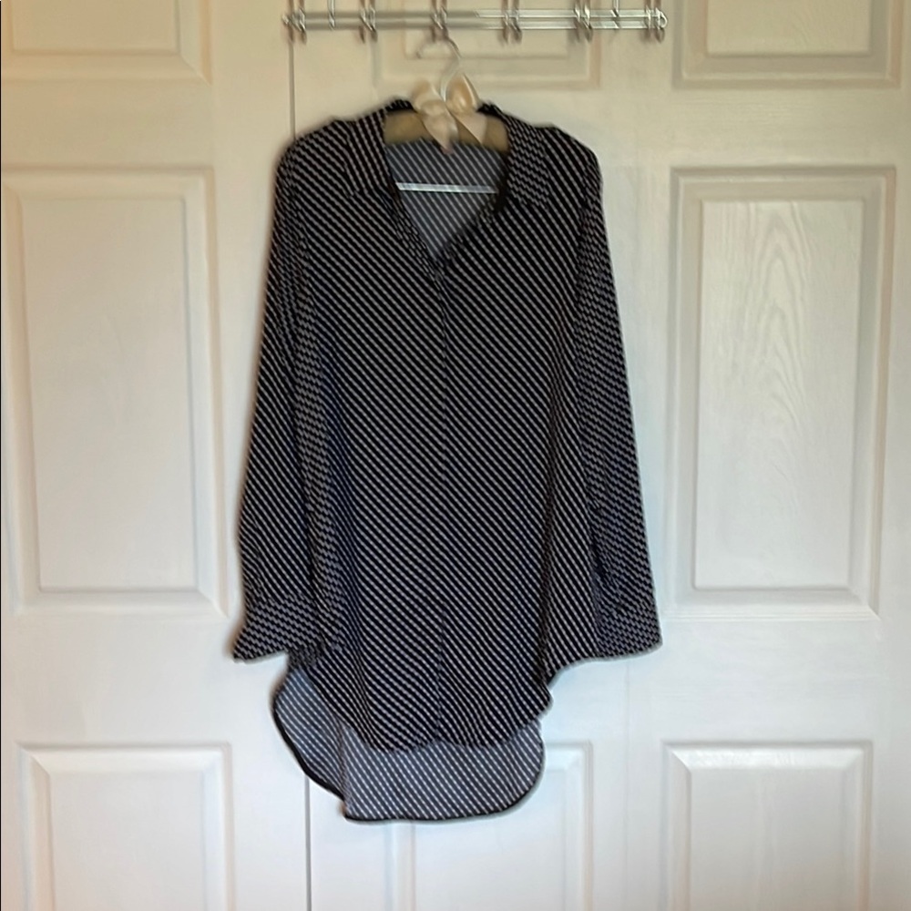 Black and White Polka Dot Women's Long Button Down Top by philosophy.